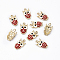 10Pcs Alloy Enamel Pendants, Owl, Golden, Red, 20x11x3.5mm, Hole: 1.6mm