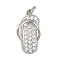 Brass Micro Pave Cubic Zirconia Pendants, Flip-Flops, with Jump Ring, Rack Plating, Long-Lasting Plated, Lead Free & Cadmium Free, Platinum, 20.5x11x3.5mm, Hole: 3.5mm