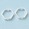 Brass Bead Frame, Cadmium Free & Lead Free, Hexagon, 925 Sterling Silver Plated, 12x11x3mm, Hole: 1.2mm
