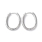 Brass Micro Pave Cubic Zirconia Hoop Earrings, Oval, Real Platinum Plated, 23x3mm