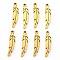 PVD Vacuum Plating 201 Stainless Steel Pendants, Laser Cut, Feather, Real 18K Gold Plated, 17x4.5x1mm, Hole: 1mm