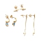 3 Pair 3 Style Enamel Evil Eye Dangle Stud Earrings, Ion Plating(IP) 304 Stainless Steel Lightning Bolt Tassel Earrings for Women, Golden, 12~46mm, Pin: 1mm, 1 Pair/style