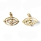Plastic Imitation Pearl Pendants, with Rack Plating Brass Micro Pave Cubic Zirconia Findings, Cadmium Free & Lead Free, Long-Lasting Plated, Eye, Real 18K Gold Plated, 13.5x20x4mm, Hole: 4x2mm