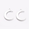 Rack Plating Brass Pendants,  Moon, Platinum, 22x16.5x1mm, Hole: 1.2mm