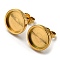 Ion Plating(IP) 304 Stainless Steel Stud Earring Settings, Flat Round, Golden, 12x2mm, Tray: 10mm, Pin: 0.7mm