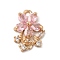 Brass Micro Pave Cubic Zirconia Pendants, Nickel Free, with Glass, Flower, Golden, Pearl Pink, 15x10.5x3mm, Hole: 1.4mm