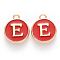 Golden Plated Alloy Enamel Charms, Cadmium Free & Lead Free, Enamelled Sequins, Flat Round, Red, Letter.E, 14x12x2mm, Hole: 1.5mm