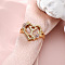 Heart with Flower Hollow Out Brass Finger Rings, Golden & Rose Gold, Letter Y, Inner Diameter: 17mm