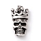 Tibetan Style 304 Stainless Steel Pendants, Skull with Crown, Antique Silver, 38.5x22x10mm, Hole: 8x4mm
