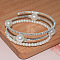 Iron Alloy Rhinestone Bangles, Multi-strand Bangles for Women, with Plastic Pearl, Platinum, 5/8x2-1/8 inch(1.6x5.5cm)
