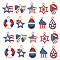 50Pcs 10 Styles Alloy Enamel Pendants, Independence Day Theme, Light Gold, Lifebuoy & Star & Bowknot, Mixed Color, 13~18.5x10~16x1.3~1.5mm, Hole: 1.8mm, 5pcs/style