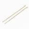 Brass Stud Earring Findings, Ear Thread, with Loop, Nickel Free, Real 18K Gold Plated, 85x1.2mm, Hole: 1.8mm, Pin: 0.7mm