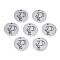 Non-Tarnish 304 Stainless Steel Charms, Laser Cut, Designed Letter Engraved, Flat Round, Stainless Steel Color, Letter.P, 14x1mm, Hole: 1.2mm
