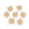 Brass Cubic Zirconia Pendants, Cadmium Free & Nickel Free & Lead Free, Leafy Branches, Clear, Real 18K Gold Plated, 20.5x16x2.5mm, Hole: 1mm