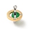 304 Stainless Steel Pendants, with Rhinestone and Synthetic Turquoise, May Planet Charm, Word Thank You For Your Love, Real Gold Plated & Stainless Steel Color, 19.5x16x16mm, Hole: 2mm