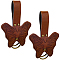Butterfly Shape PU Leather Medieval Belt Pendant. with Alloy Ring, Viking Renaissance Dress Accessories, Saddle Brown, 155x122x10mm