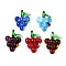 Handmade Lampwork Pendants, Grape & Ladybird, Mixed Color, 42~44x32~35x14~16.5mm, Hole: 7~8x6~7mm