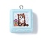 Opaque Resin Pendants, Square with Cat Charms, with Platinum Plated Iron Loops, Light Sky Blue, 25x21x8.5mm, Hole: 2mm