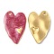 304 Stainless Steel Enamel Pendants, Real 18K Gold Plated, Heart Charm, Dark Red, 36x24x2.5mm, Hole: 2.5mm