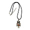 Owl Alloy Pendant Necklaces for Men and Women, Antique Silver, Red, 21.65 inch(55cm)