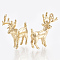Brass Pendants, Cadmium Free & Nickel Free & Lead Free, Real 18K Gold Plated, Christmas Reindeer/Stag, 19x16x8mm, Hole: 1mm