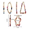 Stainless Steel Hoop Earrings, with Natural Agate Beads, Star & Triangle & Ring, Golden, Mixed Color, 3pairs/box