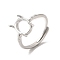 Adjustable Brass Solitaire Ring Settings, Prong Ring Settings, Oval, Platinum, Inner Diameter: 17.6mm, Tray: 10x8mm