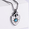Trendy Stainless Steel Pave Synthetic Turquoise Eagle Claw Shield Pendant Necklaces for Men, Stainless Steel Color