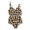 Printed Acrylic Pendants, with Iron Jump Ring, Leopard Print Swimsuit, Coconut Brown, 46x23x2mm, Hole: 5.5mm