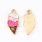 Alloy Enamel Pendants, Ice-cream, Light Gold, Colorful, 21x9.5x1.5mm, Hole: 1.6mm