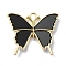 Acrylic Charms, with Alloy Finding, Butterfly Charms, Black, 25x30x3.5mm, Hole: 3mm