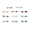 Natural Mixed Stone Chip & Natural Cultured Freshwater Pearl Rice Beaded Connector Charms, with Brass Double Loops, Golden, Dyed and Undyed, 33.5~38x5.5~8.5x4.5~5.5mm, Hole: 2.5mm