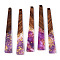 Transparent Resin & Walnut Wood Big Pendants, with Gold Foil, Trapezoid Charms, Medium Orchid, 69.5x10x3.5mm, Hole: 2mm