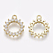 Cubic Zirconia Charms, with Brass Findings, Sun, Clear, Real 18K Gold Plated, 13x11x2mm, Hole: 1.5mm