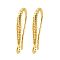 Brass Earring Hooks, Lead Free & Cadmium Free, Long-Lasting Plated, Rack Plating, Real 18K Gold Plated, 16.5x2x7.5mm, Hole: 1.2mm, Pin: 0.5mm