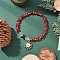 Christmas Themed Alloy Enamel Snowflake Charm Bracelets, Glass Beads Stretch Bracelets for Women, Red, Inner Diameter: 2 inch(5cm), pendant: 21x18x5.5mm