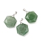 Faceted Natural Green Aventurine Pendants, with Platinum Tone Brass Findings, Hexagon, 28x25x9mm, Hole: 4x5mm