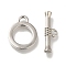 Brass Toggle Clasps, Cadmium Free & Nickel Free & Lead Free, Ring, Platinum, Ring: 17.5x14x2mm, Hole: 1.7x3mm, Bar: 7x20.5x4mm, Hole: 2mm