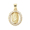 Brass Micro Pave Cubic Zirconia Pendants, Oval with Virgin Mary, Rack Plating, Cadmium Free & Lead Free, Long-Lasting Plated, Real 18K Gold Plated, Clear, 20x15x2.5mm, Hole: 4x3.5mm