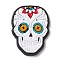 Halloween Theme PVC Cabochons, Skull, White, 32x24x3.5mm
