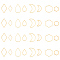 32Pcs 8 Style 304 Stainless Steel Linking Rings, Rhombus & Teardrop & Hexagon & Moon, Golden, 13.5~26x10~20x1mm, 4pcs/style