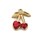304 Stainless Steel Glass Charms, Cherry Charm, Real 18K Gold Plated, 12x10.5x3.5mm, Hole: 1.2mm