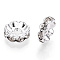 Brass Grade A Crystal Rhinestone Spacer Beads, Cadmium Free & Lead Free, Waves Edge, Rondelle, Silver, 10x4mm, Hole: 2mm