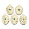 Tibetan Style Alloy Pendants, with Synthetic Turquoise, Oval, Cadmium Free & Nickel Free & Lead Free, Real 16K Gold Plated, 31.5x23x4.5mm, Hole: 1.8mm