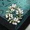 Faddish Baking Paint Alloy Brooch Pins for Women Girl, with Plastic Imitation Pearl Beads, Garland Shape, White, 56x45mm