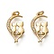 Brass Micro Pave Clear Cubic Zirconia Pendants, Long-Lasting Plated, with Jump Rings, Moon with Couple Cat, Real 18K Gold Plated, 19x10x2mm, Jump Ring: 4x1mm, 2mm Inner Diameter