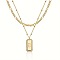 Brass Micro Pave Clear Cubic Zirconia Rectangle with Initial Pendant Double Layer Necklaces for Women, with 201 Stainless Steel Chain, Golden, Letter B, 15.75~19.69 inch(40~50cm)