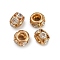 Brass Rhinestone Beads, Rondelle, Crystal, Light Gold, 8x5mm, Hole: 3.5mm