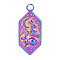 201 Stainless Steel Pendants, Hexagon with Moon & Rabbit Charms, Rainbow Color, 28x12x2.5mm, Hole: 3mm