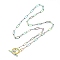 Unisex PVD Vacuum Plating 304 Stainless Steel Paperclip Chain Necklaces, with Toggle Clasps, Rainbow Color, 17.71 inch(45cm)